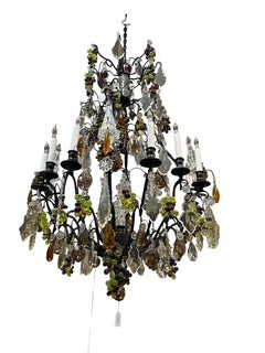 Twelve Light Chandelier with Colored Assorted Fruit Crystal
