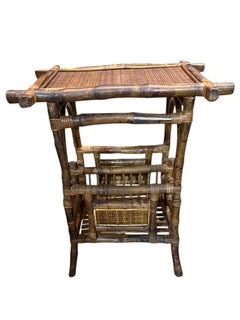 Vintage Bamboo and Rattan Book Side Table