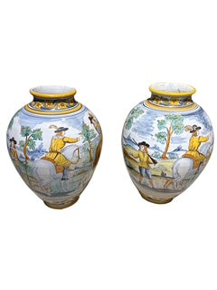 Pair Porcelain Faience Jars