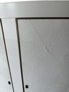 Shagreen White Painted Half Round Cabinet By Gardella Furniture