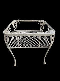 Woodard Chantilly Rose White Painted Iron Square Side Table