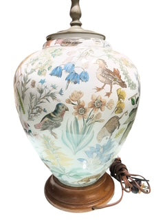 Decoupage Jar Lamp with Botanicals, Monkeys and Birds