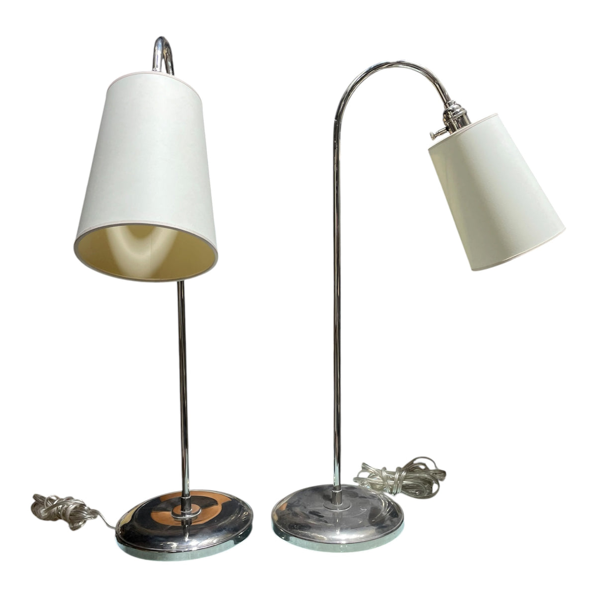 Pair Chrome Table Lamps