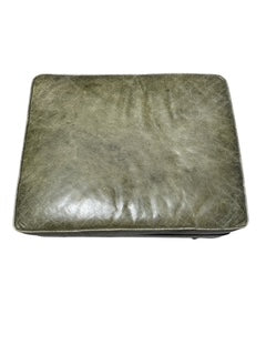 Green Leather Club Chair with Ottoman