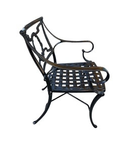 Set of Three Metal Basketweave Seat Armchairs
