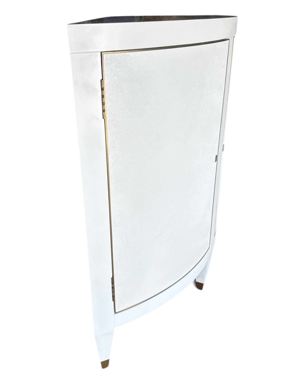 Shagreen White Painted Half Round Cabinet By Gardella Furniture