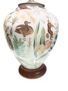 Decoupage Jar Lamp with Botanicals, Monkeys and Birds