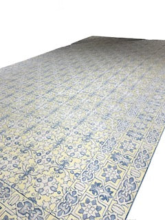 Wool Blue, Yellow and Cream Rug
