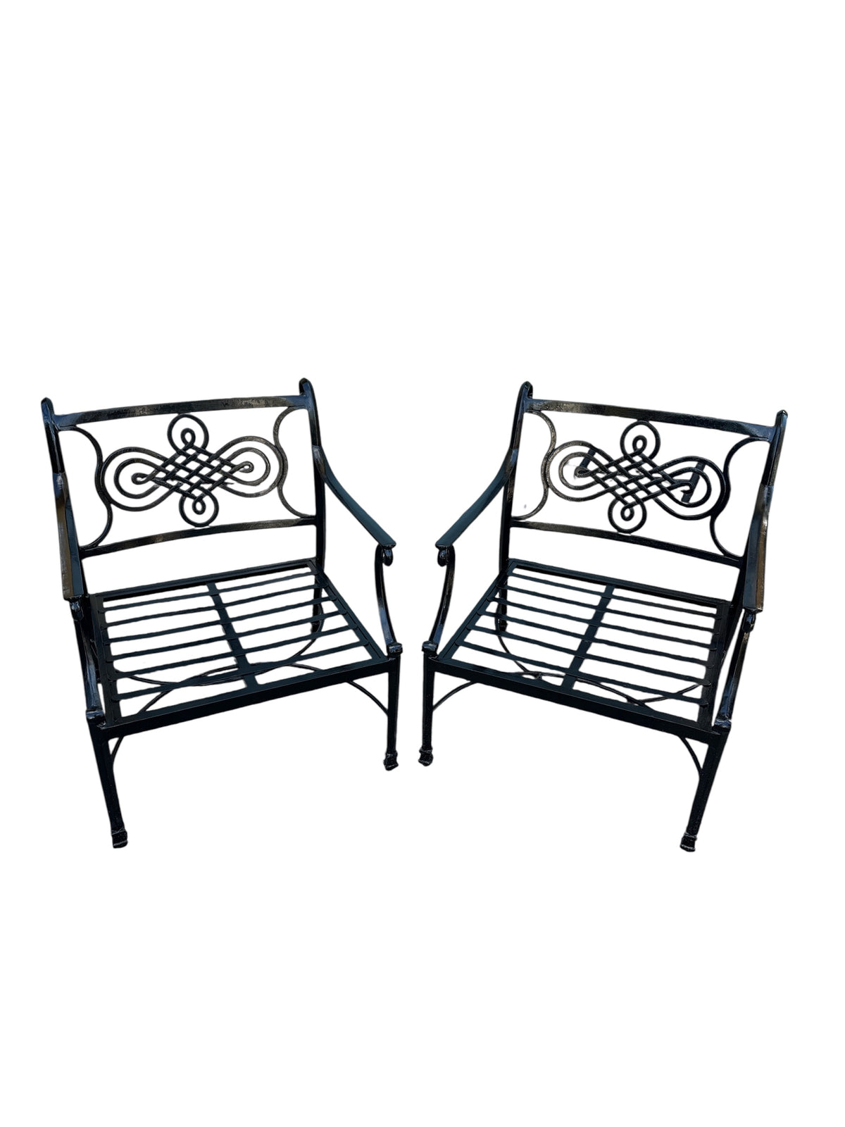 Pair Cast Clasics Black Armchairs