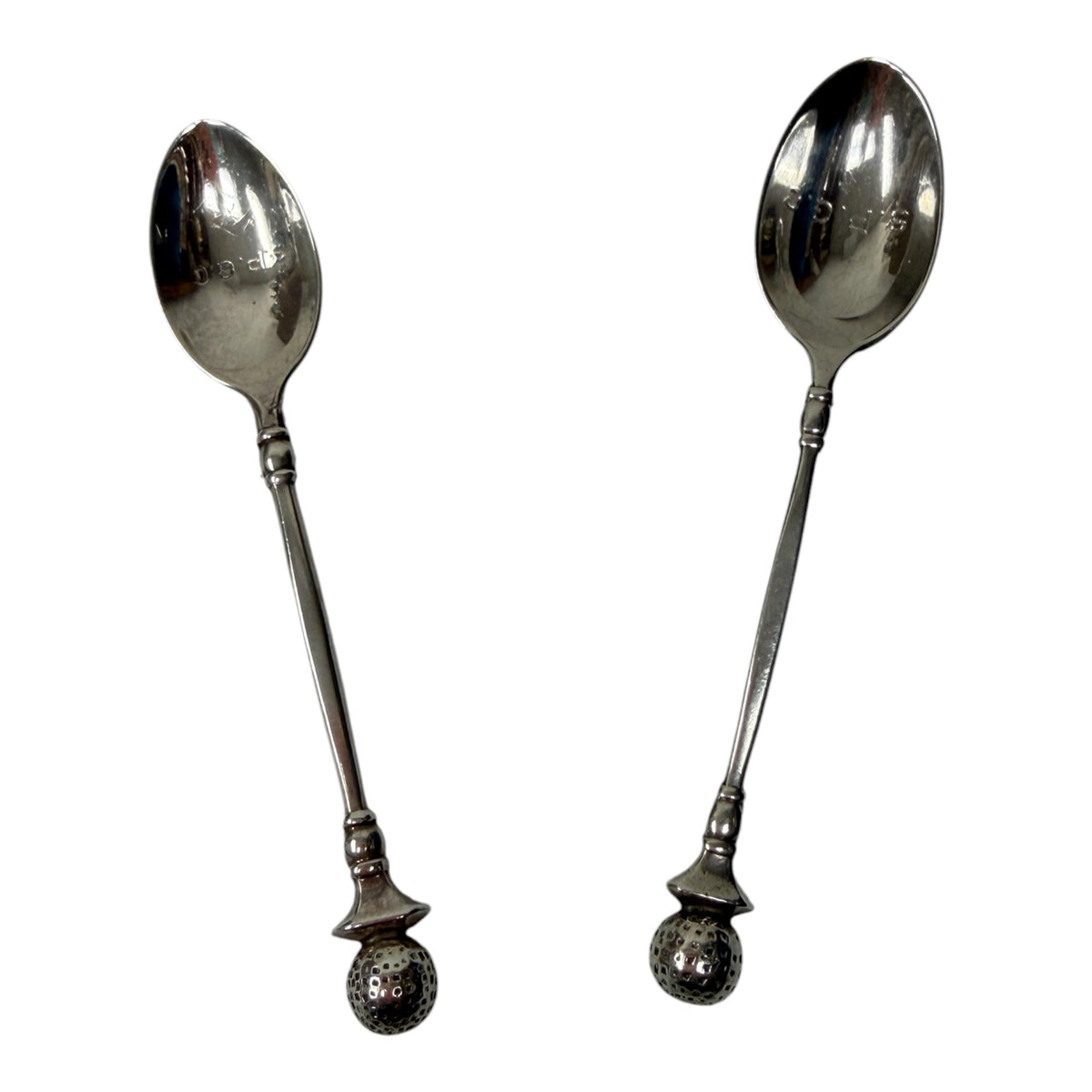 Set of Two Five O'Clock Silver Golf Ball Spoons