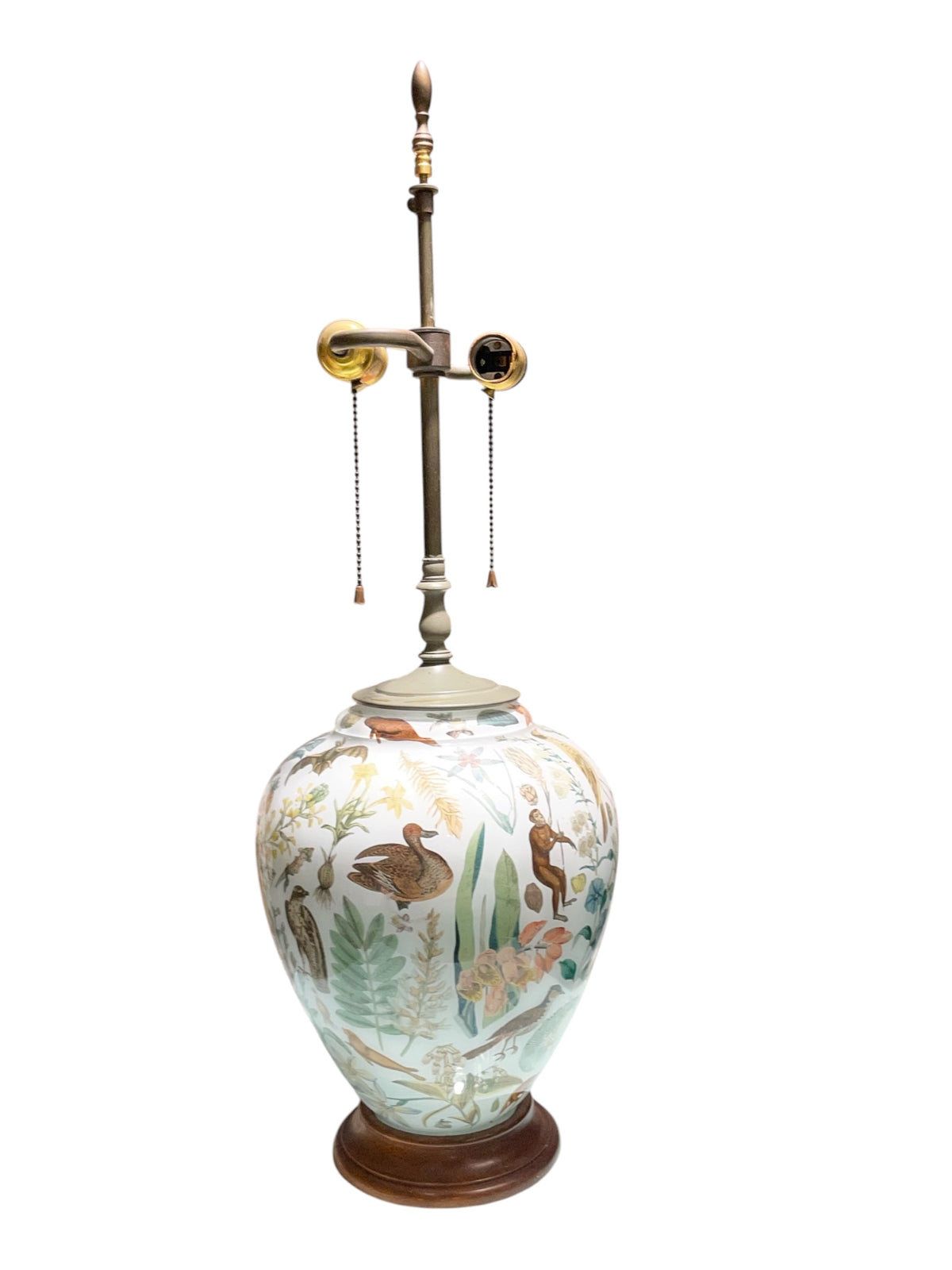Decoupage Jar Lamp with Botanicals, Monkeys and Birds