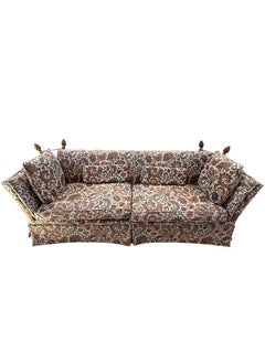 Vintage Ratchet Form Sofa with Pine Finials By Baker