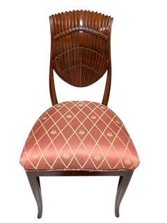 Pair Maitland Smith Feather Back Mahogany Chairs