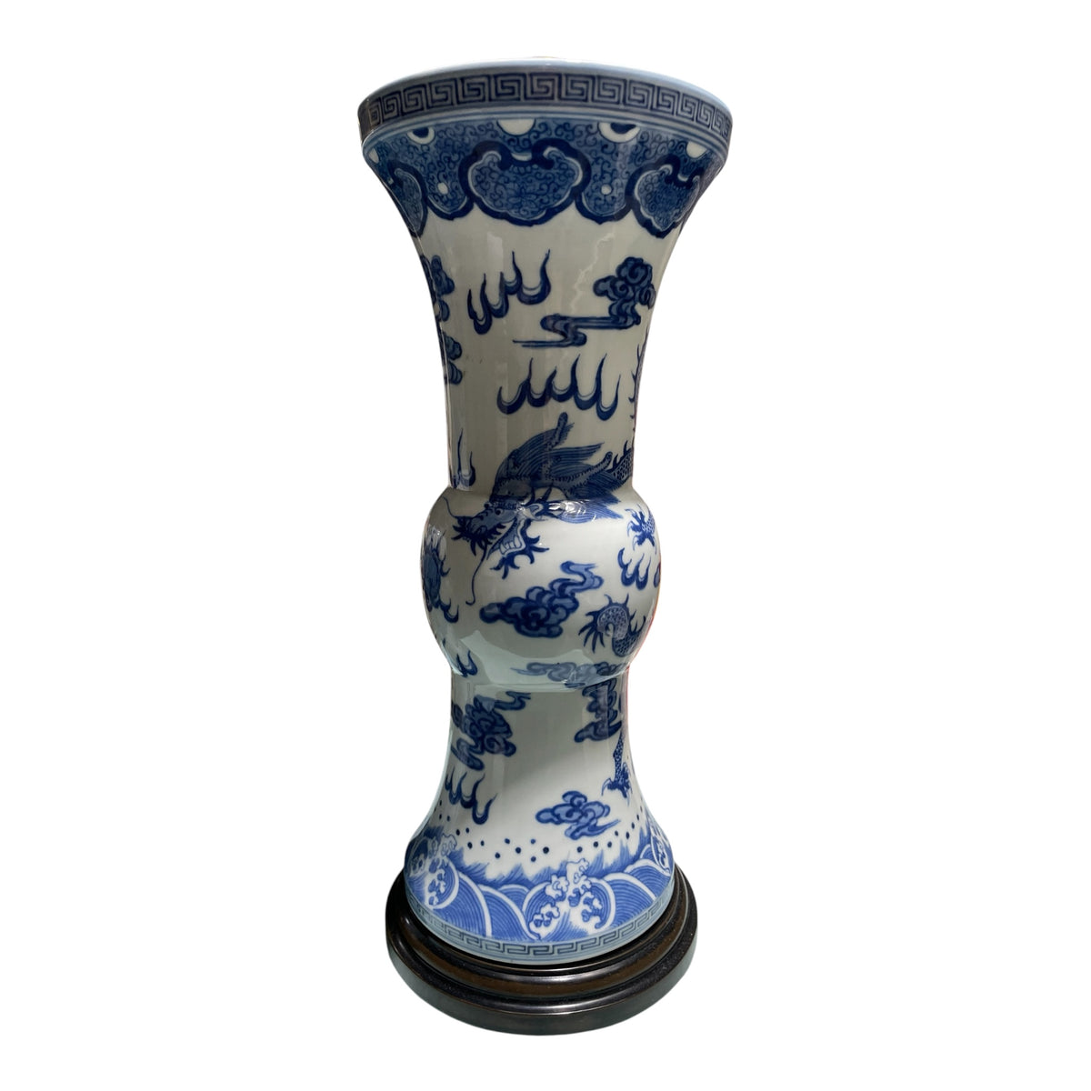 Pair Export Blue & White Vessel Lamps