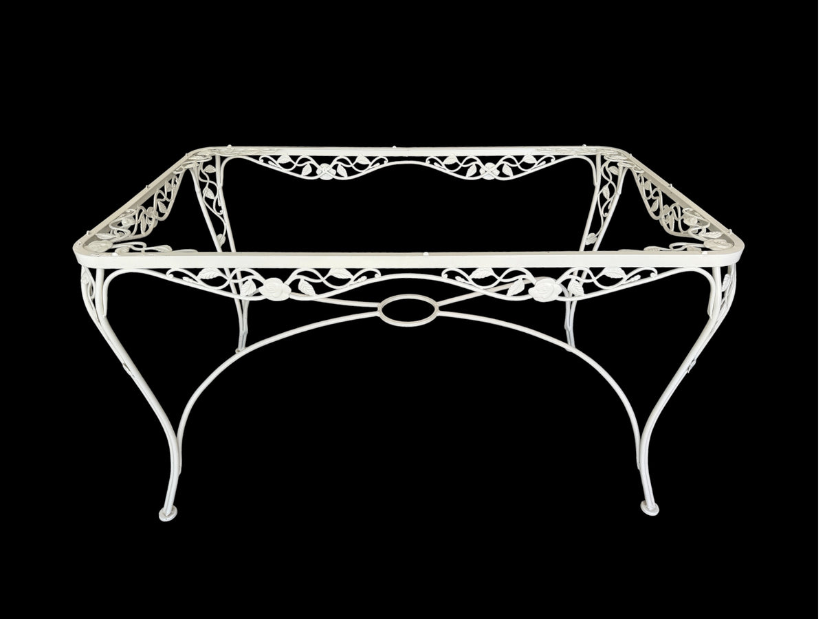 Woodard Chantilly Rose White Painted Iron Dining Table and Four Chairs