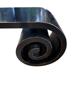 Chinese Scroll Table Black Lacquer