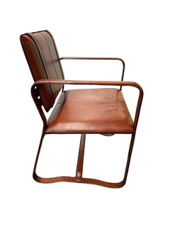 Leather Buckle Chair Ralph Lauren Style in Style of Jacques Adnet