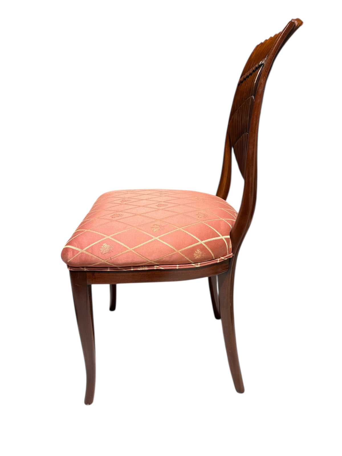 Pair Maitland Smith Feather Back Mahogany Chairs