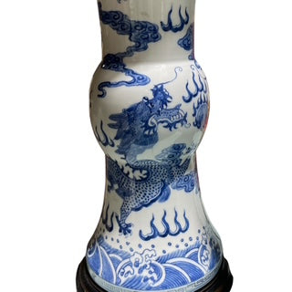 Pair Export Blue & White Vessel Lamps