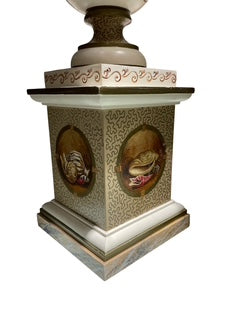 Pair Painted Metal or Tole Urn Lamps with Shells