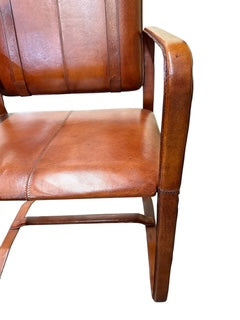 Leather Buckle Chair Ralph Lauren Style in Style of Jacques Adnet
