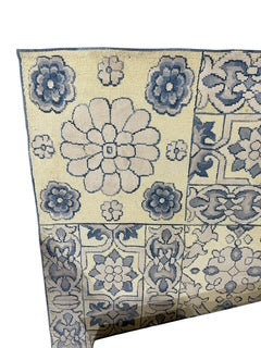 Wool Blue, Yellow and Cream Rug