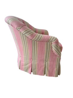 Pair Pink Striped Club Chairs