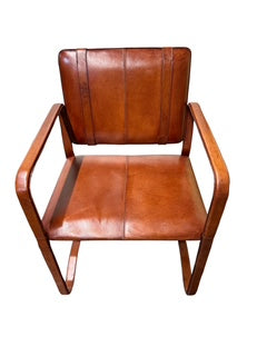 Leather Buckle Chair Ralph Lauren Style in Style of Jacques Adnet