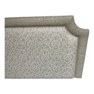 Queen Upholstered Fortuny Style Fabric Headboard