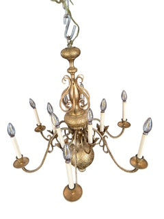 Vintage Twelve Arm Bronze Chandelier
