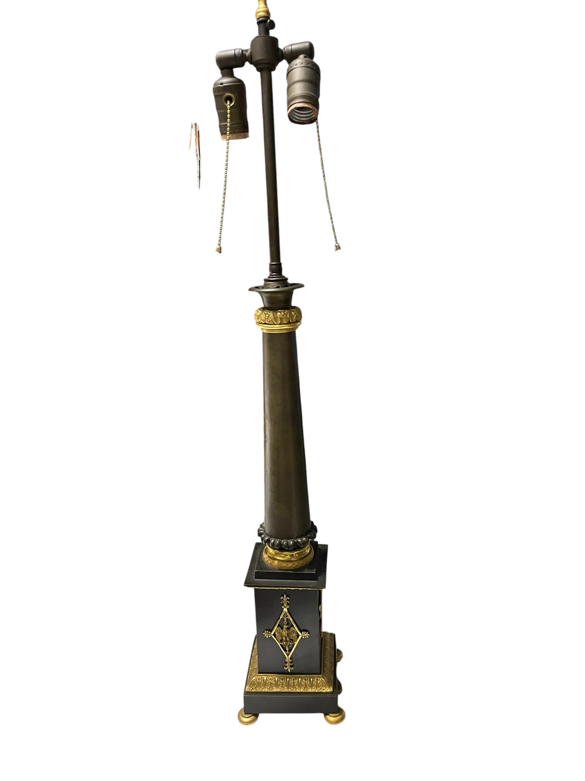 Continental Gilt and Patinated Bronze Column Lamp w/Eagle and Winged Woman w/Trumpet