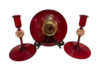 Salviati Murano Venetian Glass Ruby Gold Set