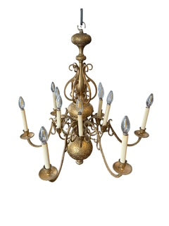 Vintage Twelve Arm Bronze Chandelier