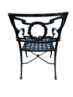 Set of Three Metal Basketweave Seat Armchairs