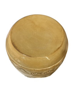 Two Mustard Color Glazed Ceramic Garden Seats