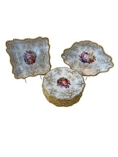 Set of 12 Dessert Plates and Three Servers By Flight, Barr & Barr