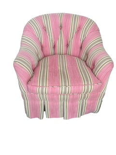 Pair Pink Striped Club Chairs