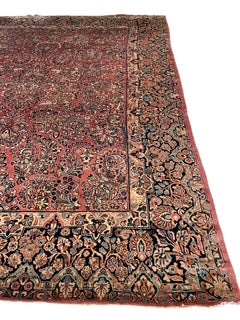Antique Oriental Rug Deep Reds and Blue