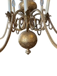 Vintage Twelve Arm Bronze Chandelier