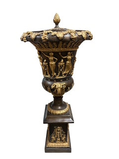 French Empire Style Patinated Bronze/Gilt Campagna Urn