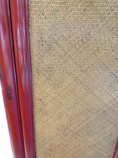 Red Asian Cabinet with Woven Front Doors