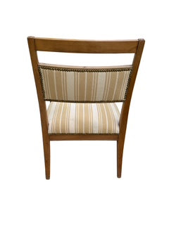 Pair Greek Key Design Carved Wood Arm Chairs