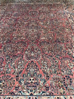 Antique Oriental Rug Deep Reds and Blue