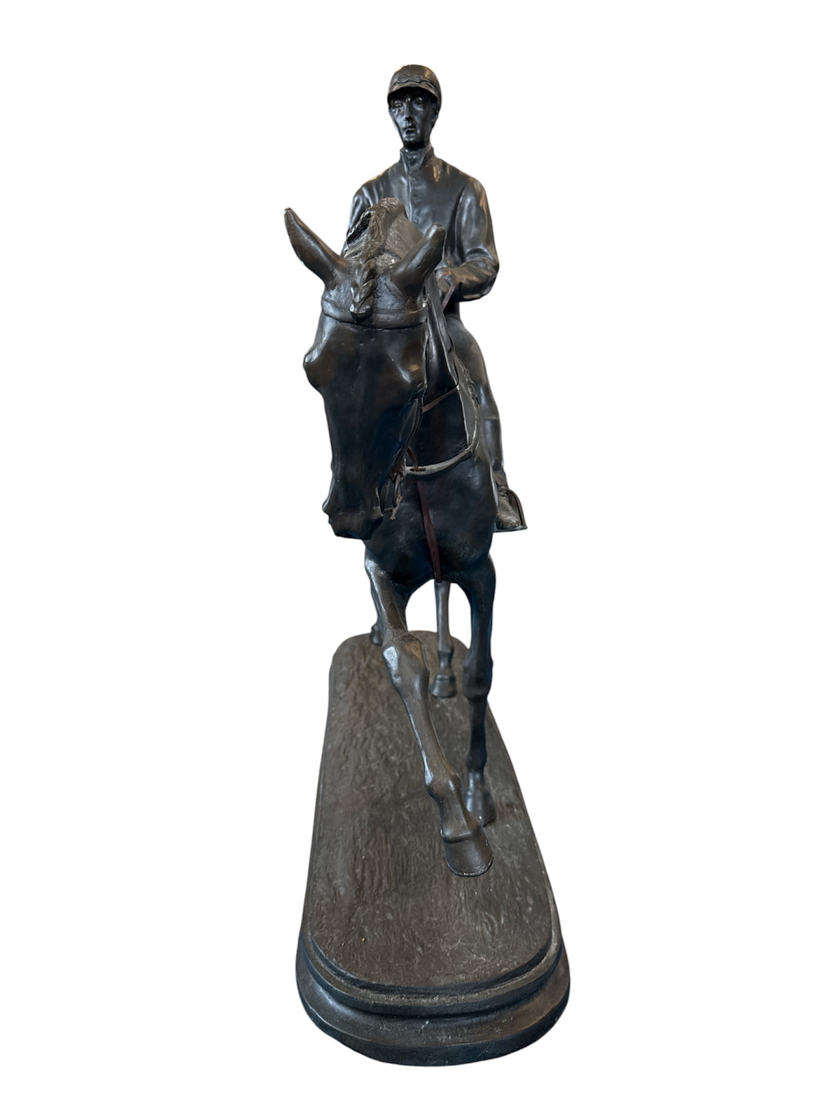 Bronze Jockey & Horse Signed By P.J. Mene
