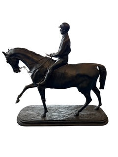 Bronze Jockey & Horse Signed By P.J. Mene
