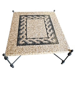 Marble Mosaic Top Coffee Table Metal Legs
