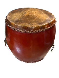 Large Chinese Red Lacquer Drum