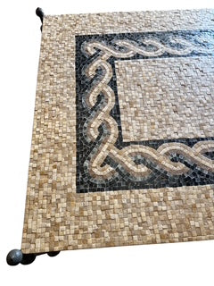 Marble Mosaic Top Coffee Table Metal Legs