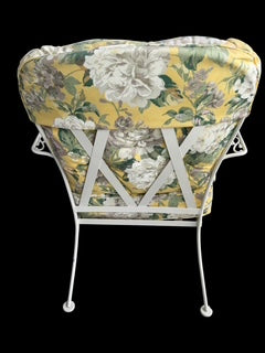Woodard Chantilly Rose White Painted Iron Armchair and Ottoman