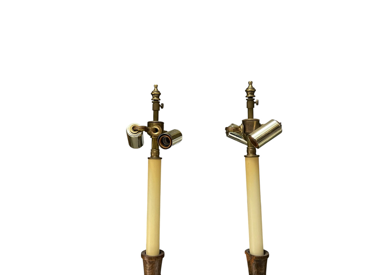Pair Fine Detail Carved Lamps